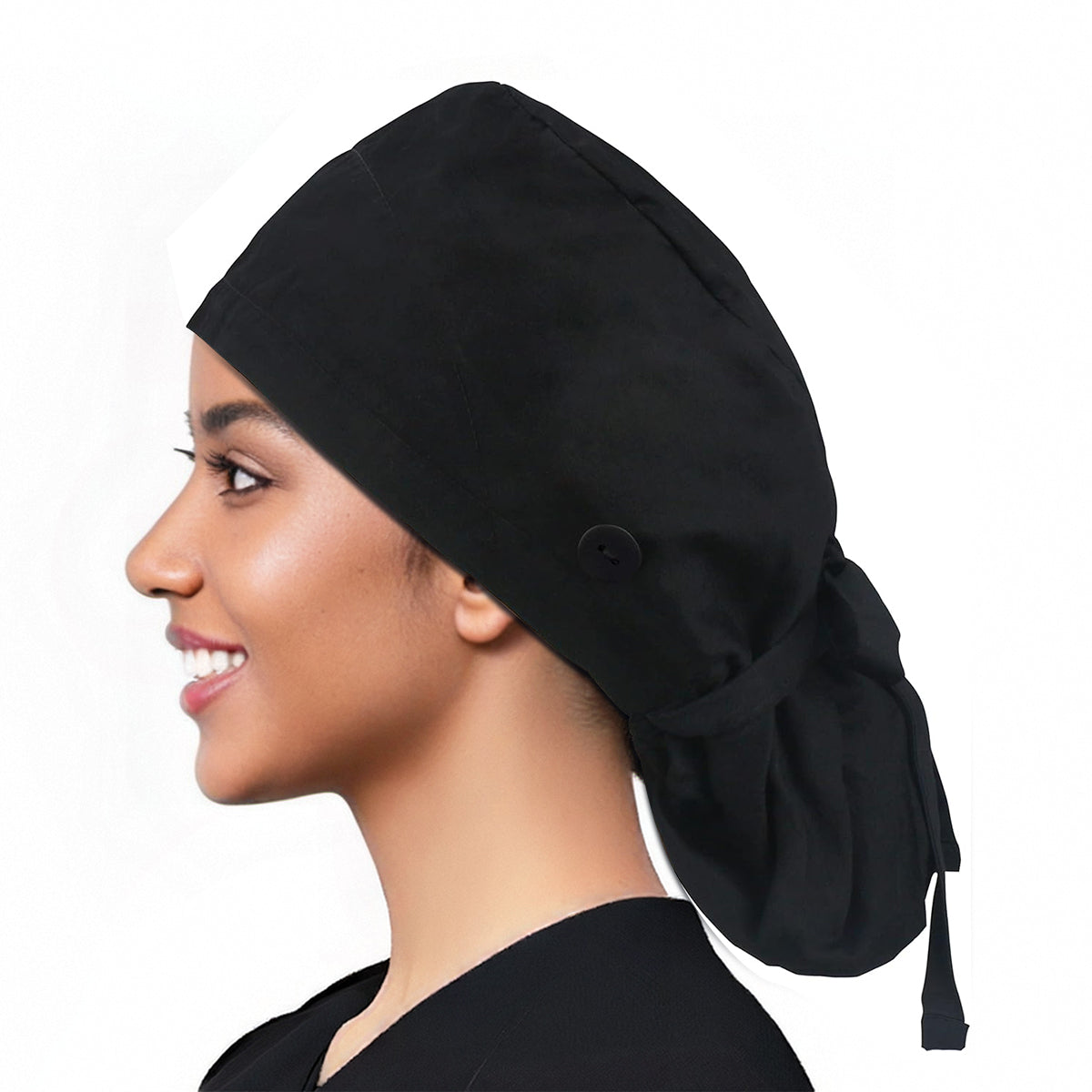 SANNIDHI Working Cap for Women, Cotton Nurse Cap, Women Nursing Work Cap with Buttons & Sweatband, Elastic Tie Back Workshop Cap for Cleanrooms, Laboratories, Restaurants (Black) SANNIDHI Working Cap for Women, Cotton Nurse Cap, Women Nursing Work Cap with Buttons & Sweatband, Elastic Tie Back Workshop Cap for Cleanrooms, Laboratories, Restaurants (Black)